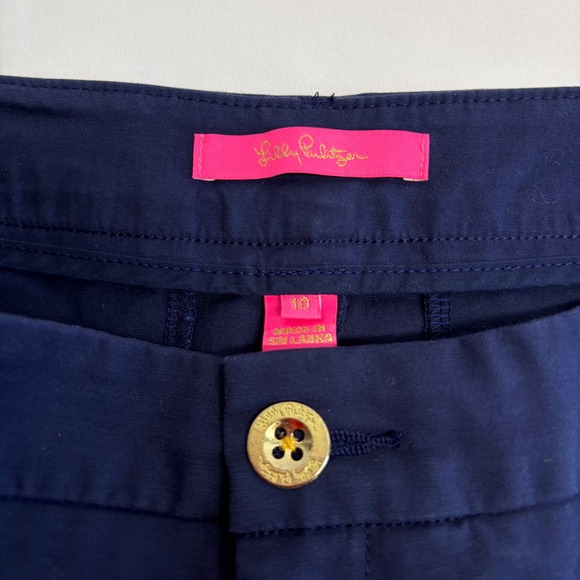 Lilly Pulitzer Womens Shorts Navy Blue Chino Cotton Spandex Size 10 Preppy - Picture 3 of 9